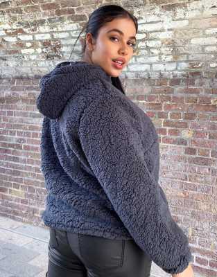 dark gray sherpa jacket