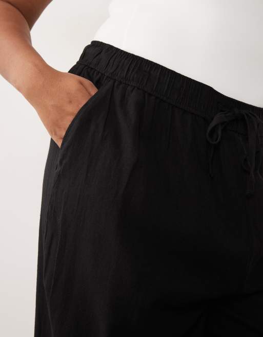 New Look Curve – Hose aus Leinenmix in Schwarz mit weitem Bein, 4 von 5
