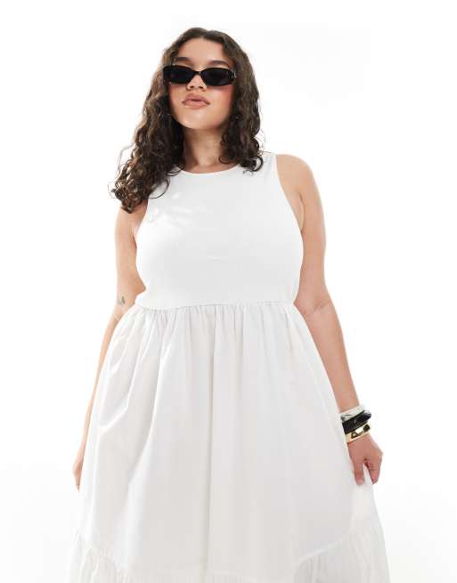 New Look Curve - Hvid og broderet midikjole, 3 af 4
