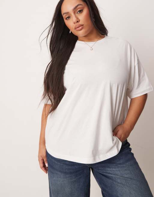 New Look Curve - Hvid T-shirt i firkantet pasform