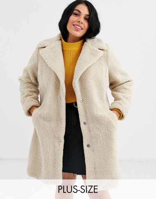 New Look Curve - Jas met borg in crème