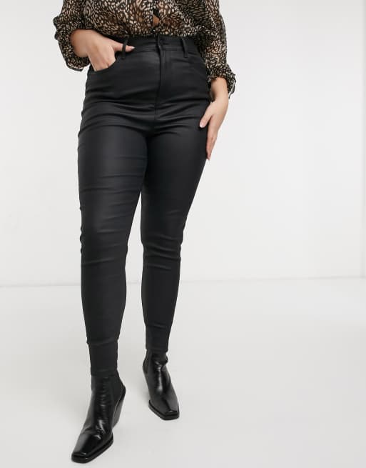 New Look Curve - Jean skinny enduit effet gainant et sculptant en imitation cuir - Noir, 4 de 4