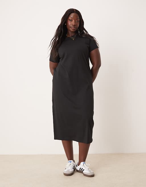 black midi shirt dress boohoo Women's Plus Linen Look in Buy Black 100% Cotton Button Womens Friends Like These Black