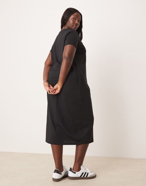 New Look Curve jersey tshirt midi dress in black