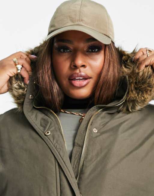 New Look Curve – Kakigrön parkas, 2 av 4