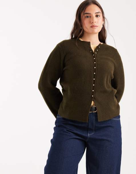 New Look Curve – Kardigan z okrągłym dekoltem w kolorze khaki - view 1