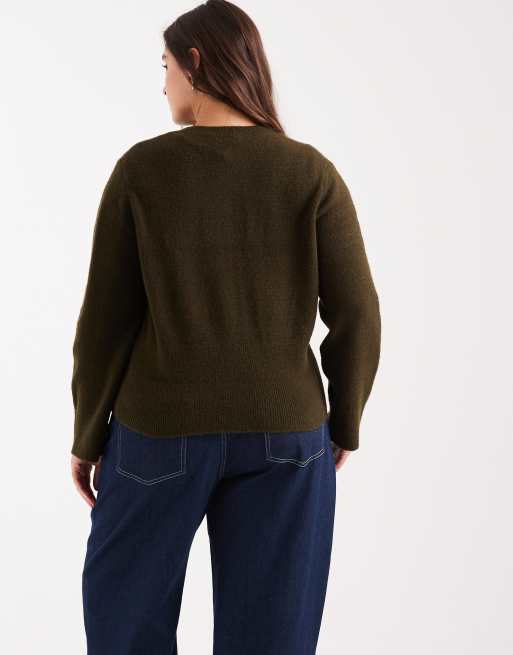 New Look Curve – Kardigan z okrągłym dekoltem w kolorze khaki, 3 z 4