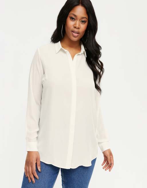 New Look Curve - Klassieke blouse met knopen in wit