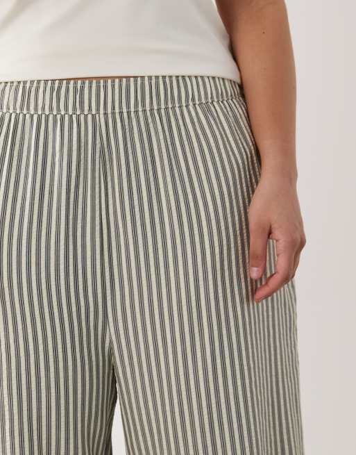 New Look Curve – Kremowe spodnie z szerokimi nogawkami w paski, 4 z 5