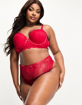 New Look Curve lace plunge  bra in red
