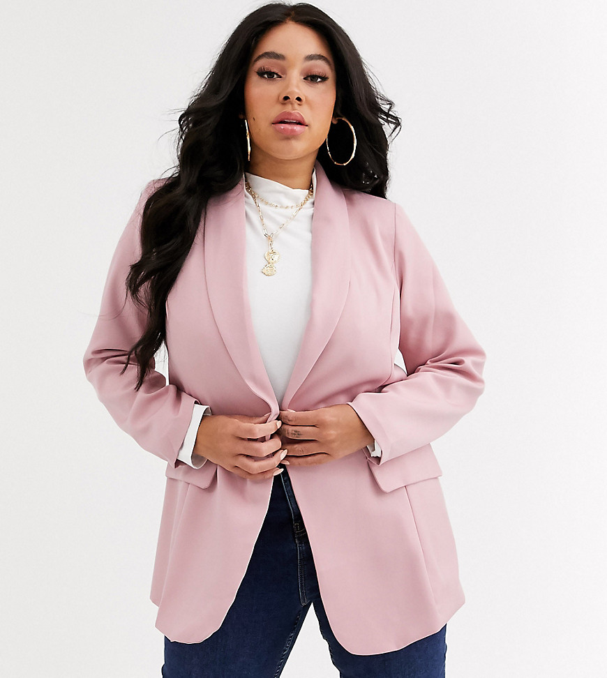 New Look Curve - Lange blazer in roze-Beige