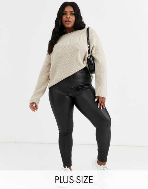 New Look Tall faux leather leggings in black, ASOS