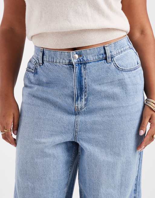 New Look Curve – Ljusblå jeans med vida ben och resår baktill, 4 av 5