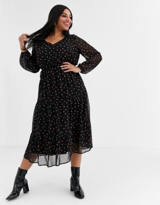 long sleeve tiered midi dress