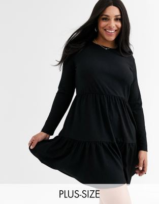 plus size black smock dress