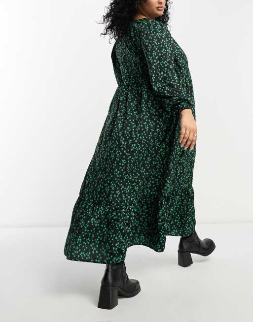 green emerald velvet dress Make Up Your Mind Green Ditsy Floral Babydoll Dress – Shop the Mint main image 0