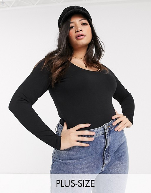 New Look Curve long sleeved cotton body in black