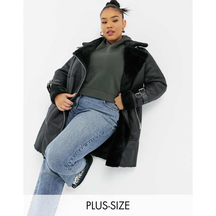 Black faux fur longline coat new look hotsell