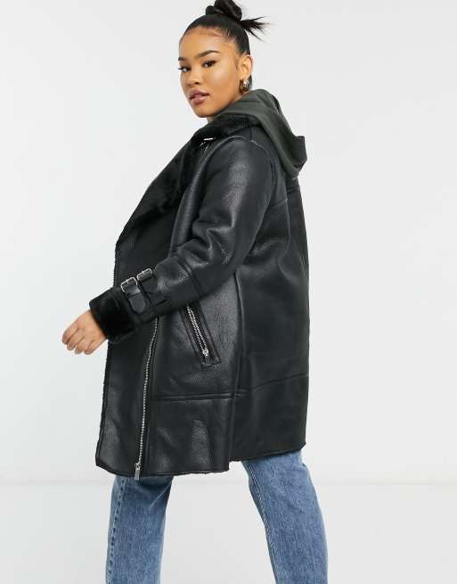 New look black on sale faux fur jacket