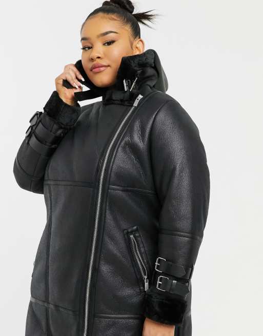 Faux Fur-lined Jacket - Black - Ladies