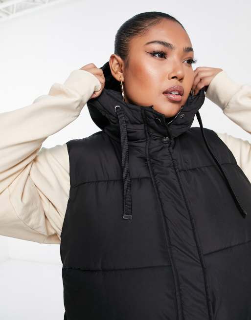 New Look Curve longline hooded vest in black