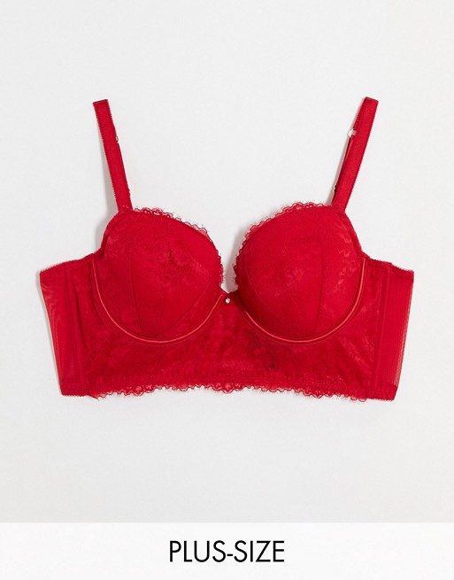 New Look Curve longline plunge bra in bright red