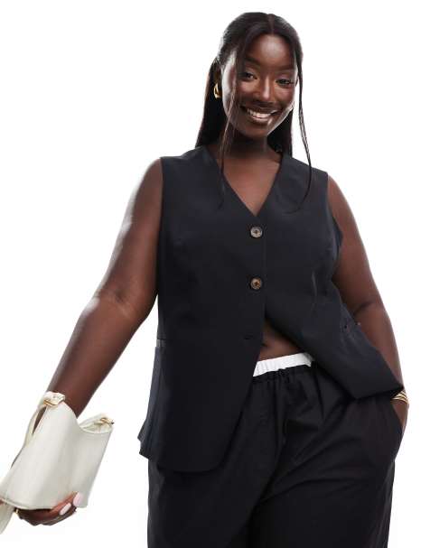 New Look Curve longline waistcoat in black