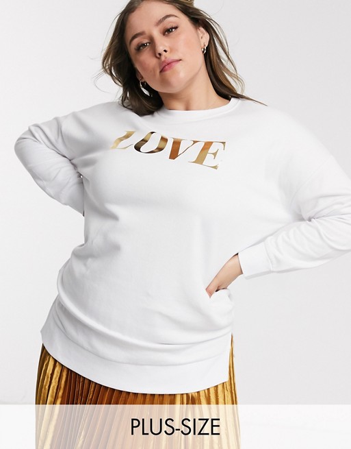 New Look Curve love slogan jumper in white