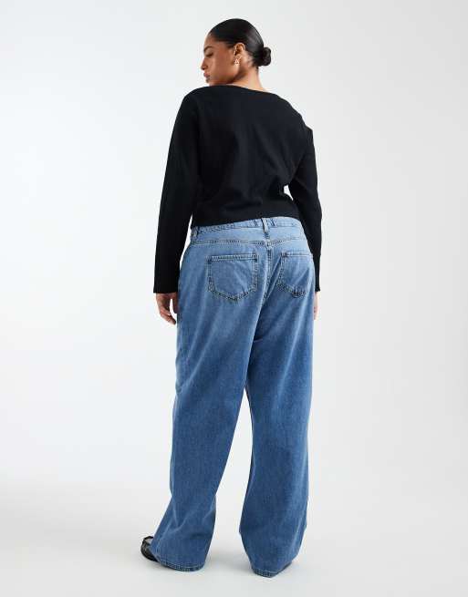 New Look Curve - Lyseblå løstsiddende jeans med vide ben, 3 af 5