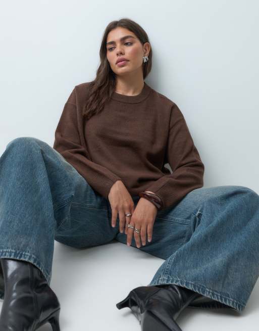 New Look Curve maglione girocollo marrone medio, 3 di 5