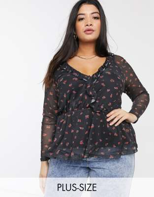 new look black peplum top