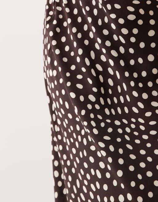 New Look Curve - Midi rok met hertenprint en kanten rand in bruin, 4 van 5