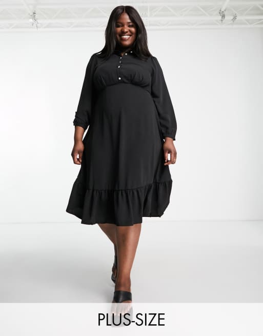 New Look Curve midi shirt dress in black ASOS