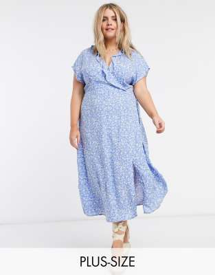 new look blue wrap dress