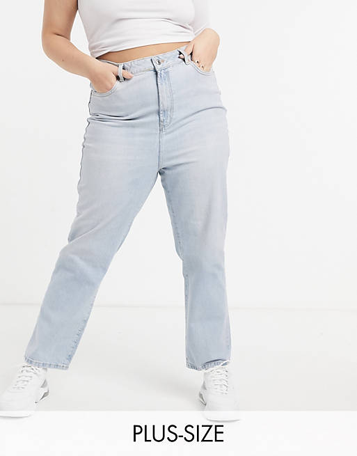 New Look Curve mom jean in bleach blue wash