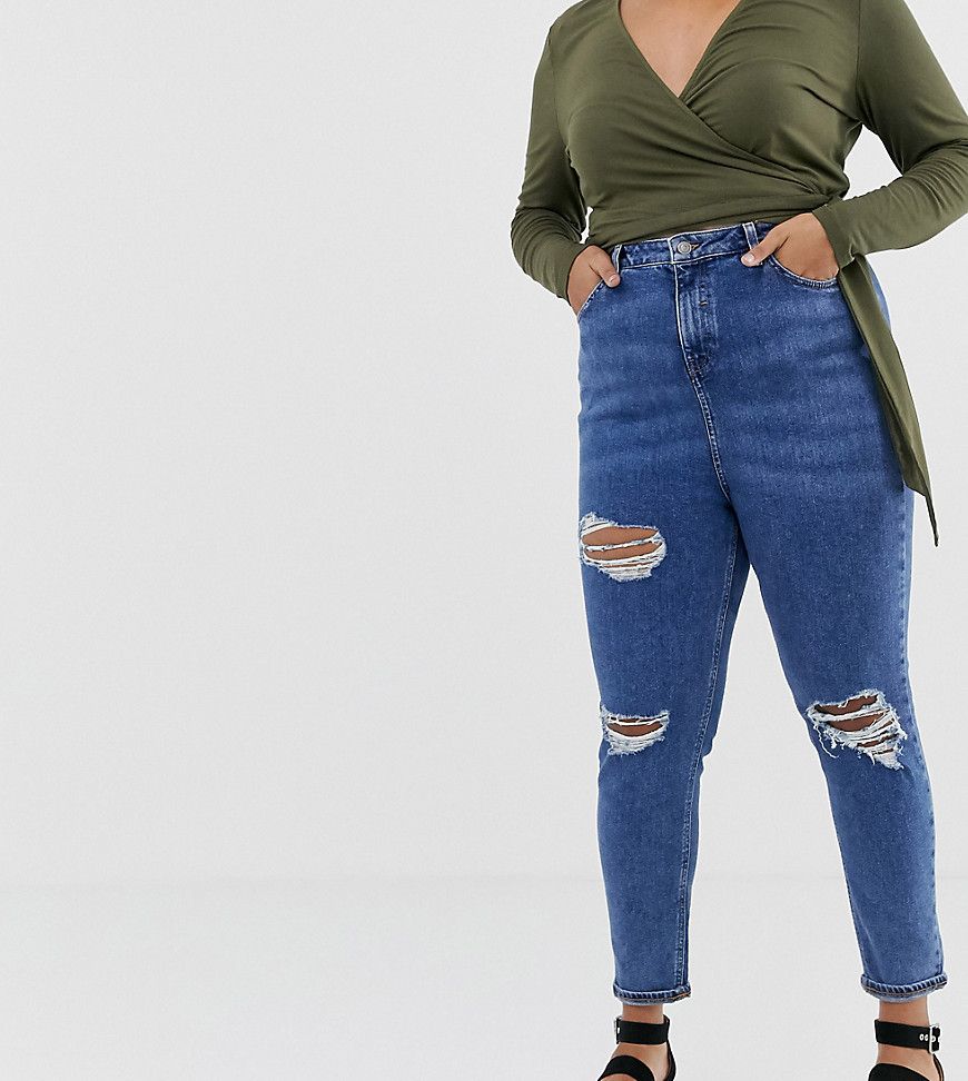 New Look Curve - Mom jean met scheuren in middenblauw