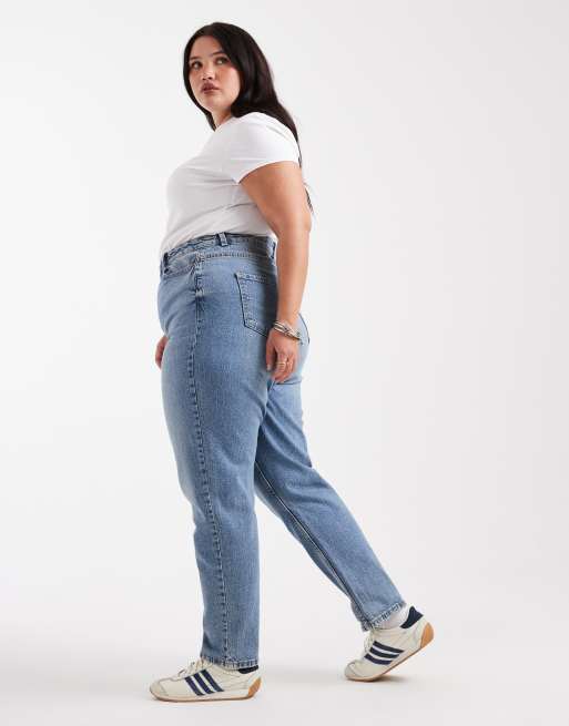 New Look Curve - Mom jeans blu medio, 3 di 5