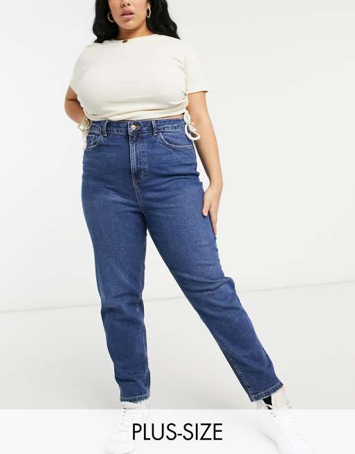 New Look Curve - Mom jeans met hoge taille in indigo