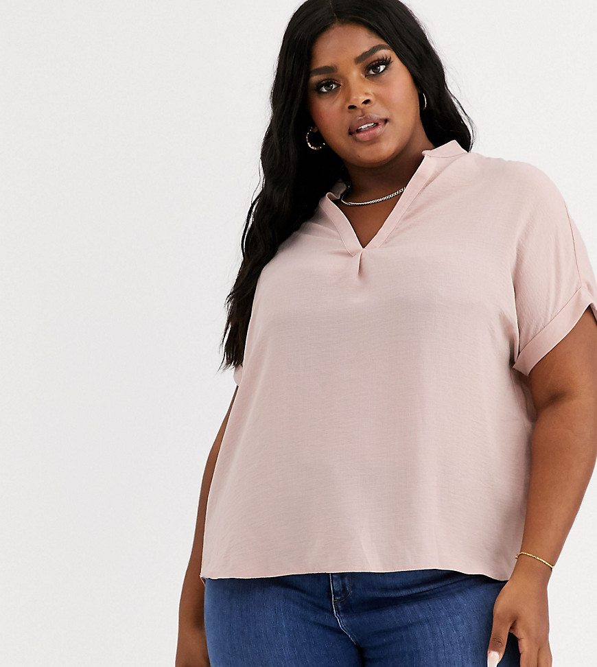 New Look Curve overhead shirt in pale pink-Beige