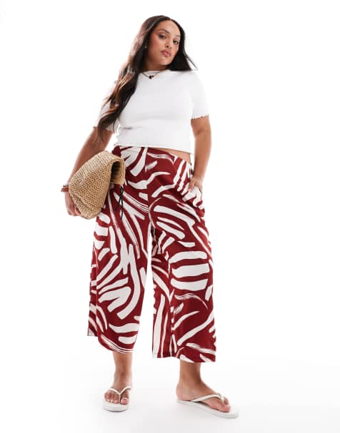 New Look Curve - Pantalon court à imprimé abstrait - Marron - view 1