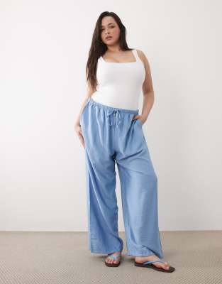 New Look Curve - Pantalon large tissé - Bleu 46