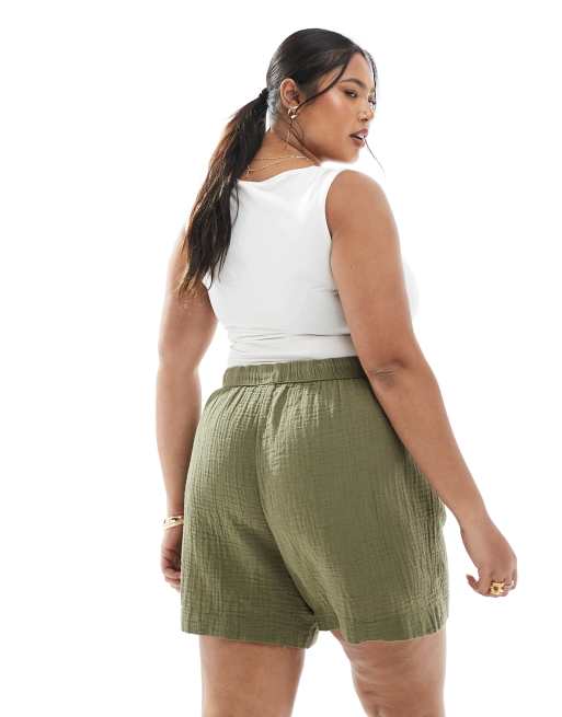 New Look Curve - Pantaloncini in tessuto doppio kaki, 2 di 5