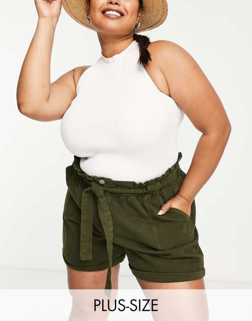 Plus size paperbag waist hot sale shorts