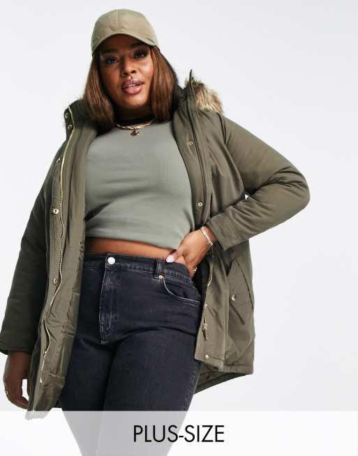 Plus size hotsell khaki parka