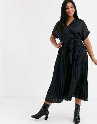 black pleated dress new look