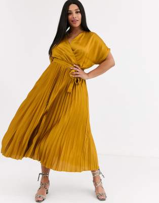 new look mustard satin dress