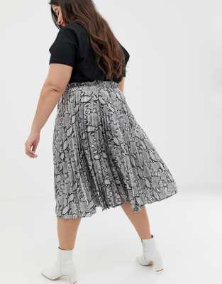grey snake print midi skirt