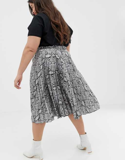 Grey snake store print midi skirt