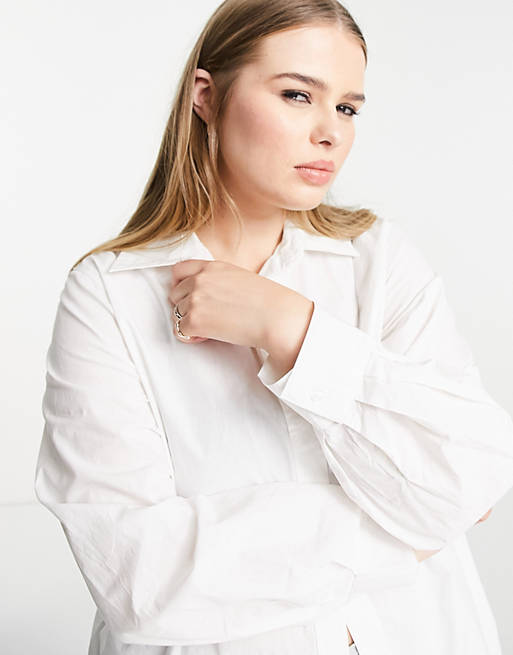  Shirts & Blouses/New Look Curve poplin shirt in white 