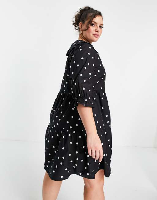 New Look Curve – Prickig miniklänning i babydoll-modell och krage i poplin, 2 av 4